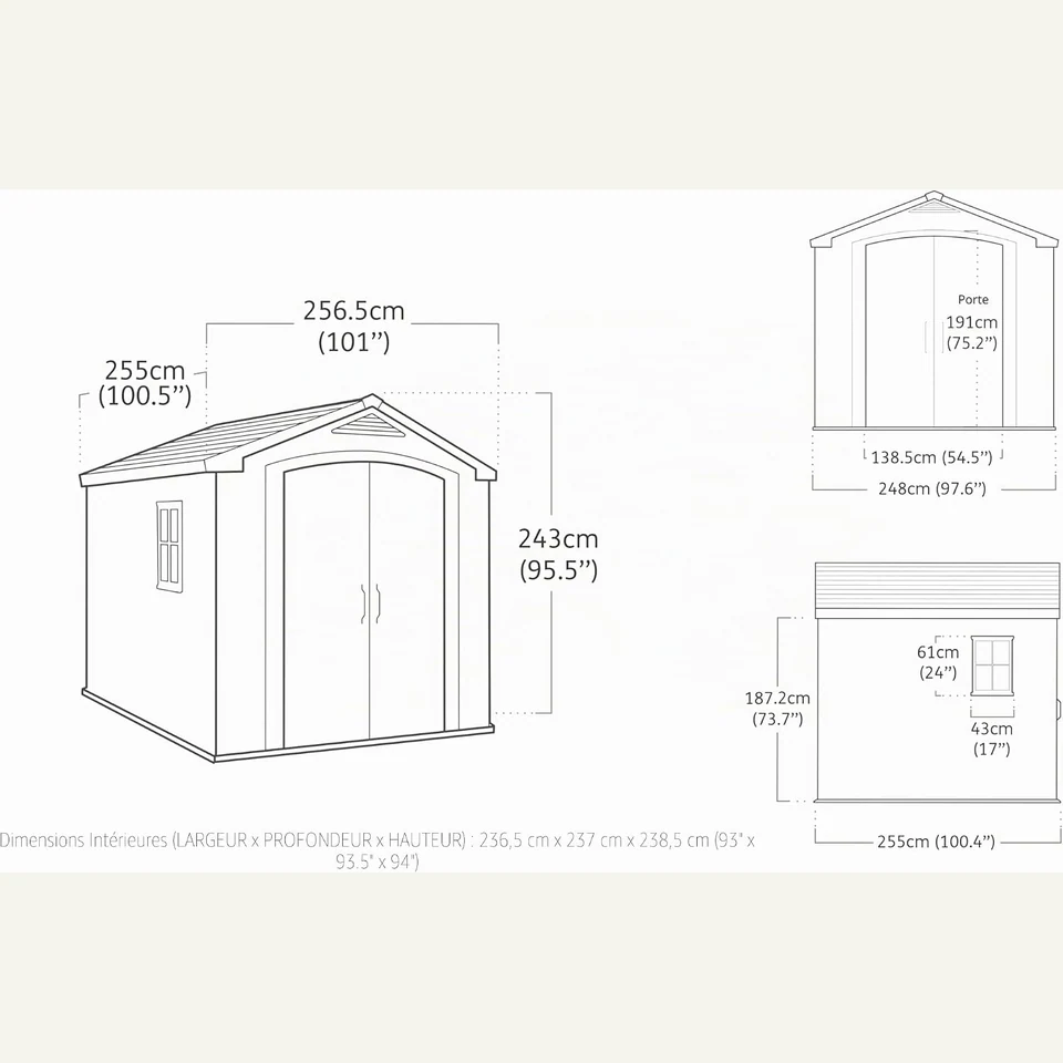 Vue principale de Grand abri de jardin Keter Factor 6,3 m², plancher inclus