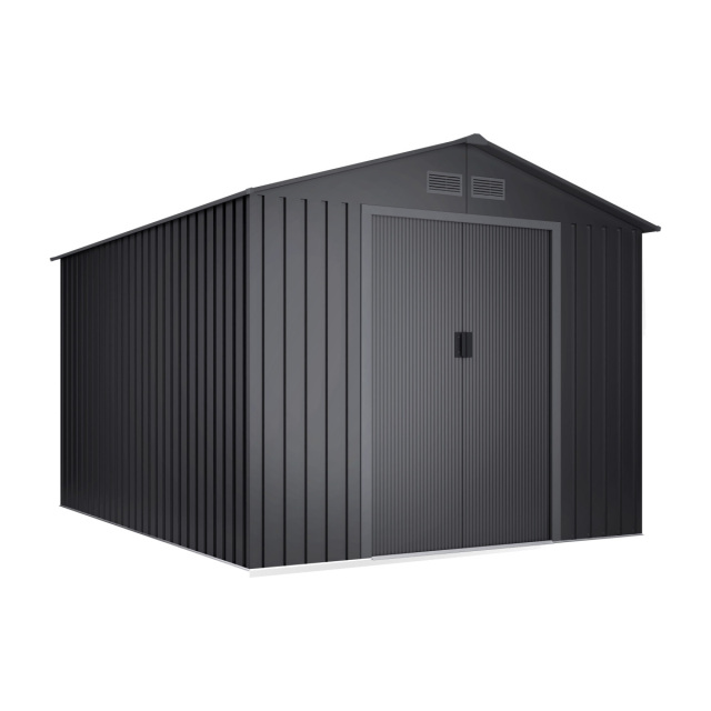 Abri de jardin métal Wasabi 8,08 m², finition anthracite : vue complète sur fond blanc