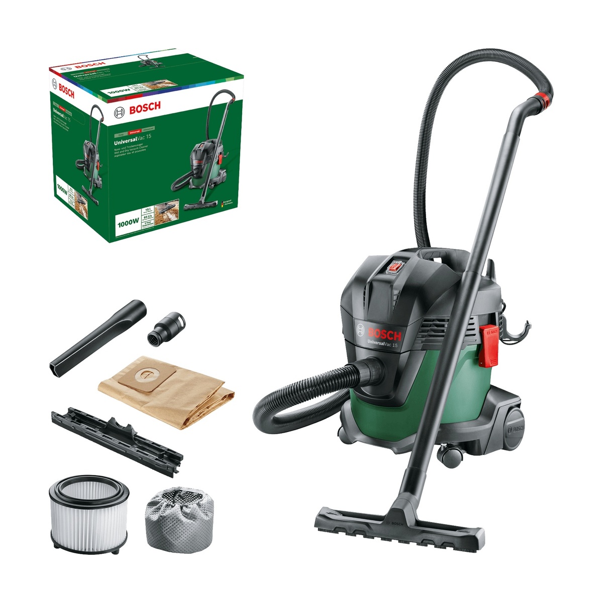 Bosch UniversalVac 15 06033D1100 – Aspirateur eau et poussière 15 L, 1 000 W — vue principale
