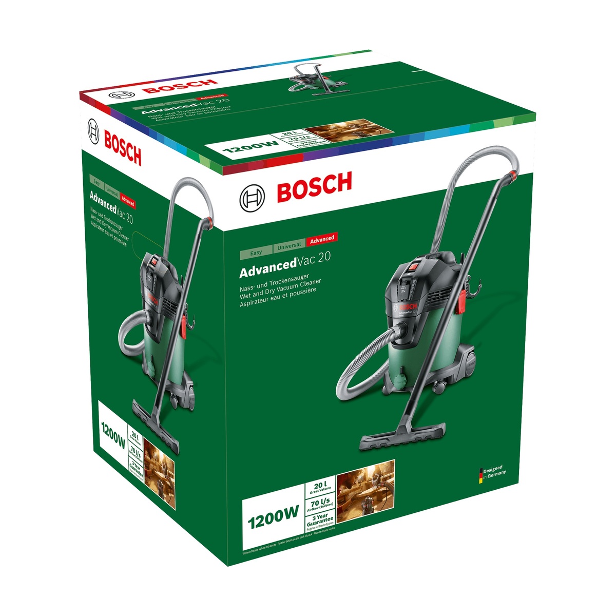 Bosch AdvancedVac 20 06033D12W0 – Aspirateur eau et poussière 20 L, prise synchronisée — vue 3