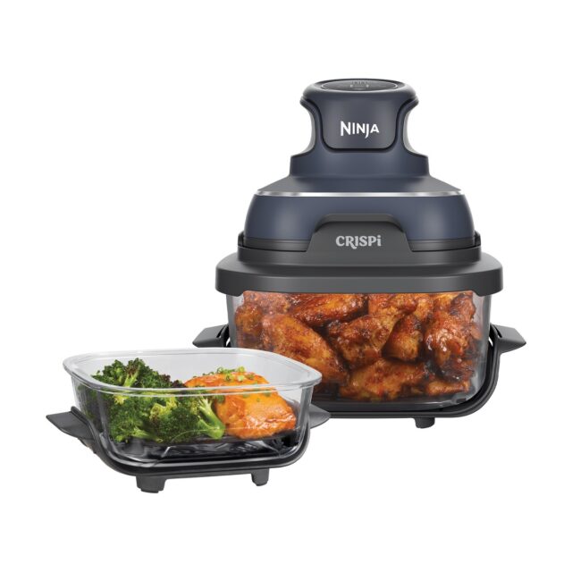 Ninja CRISPi FN101EUGY – Air fryer 4-en-1, récipients verre 1,4 et 3,8 L, bleu Cyber Space — vue principale